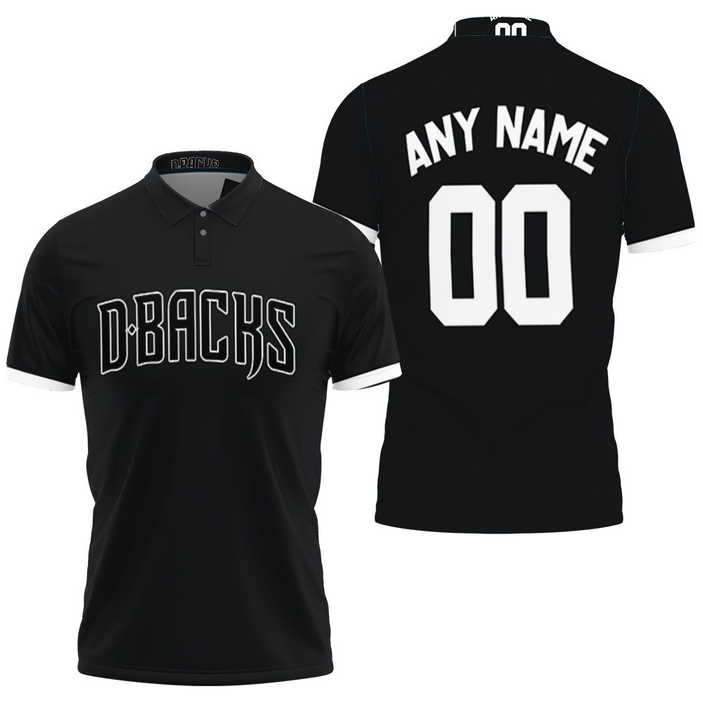 Personalized Any Name Arizona Diamondbacks Black Jersey Inspired Style 3D All Over Print Polo Shirt