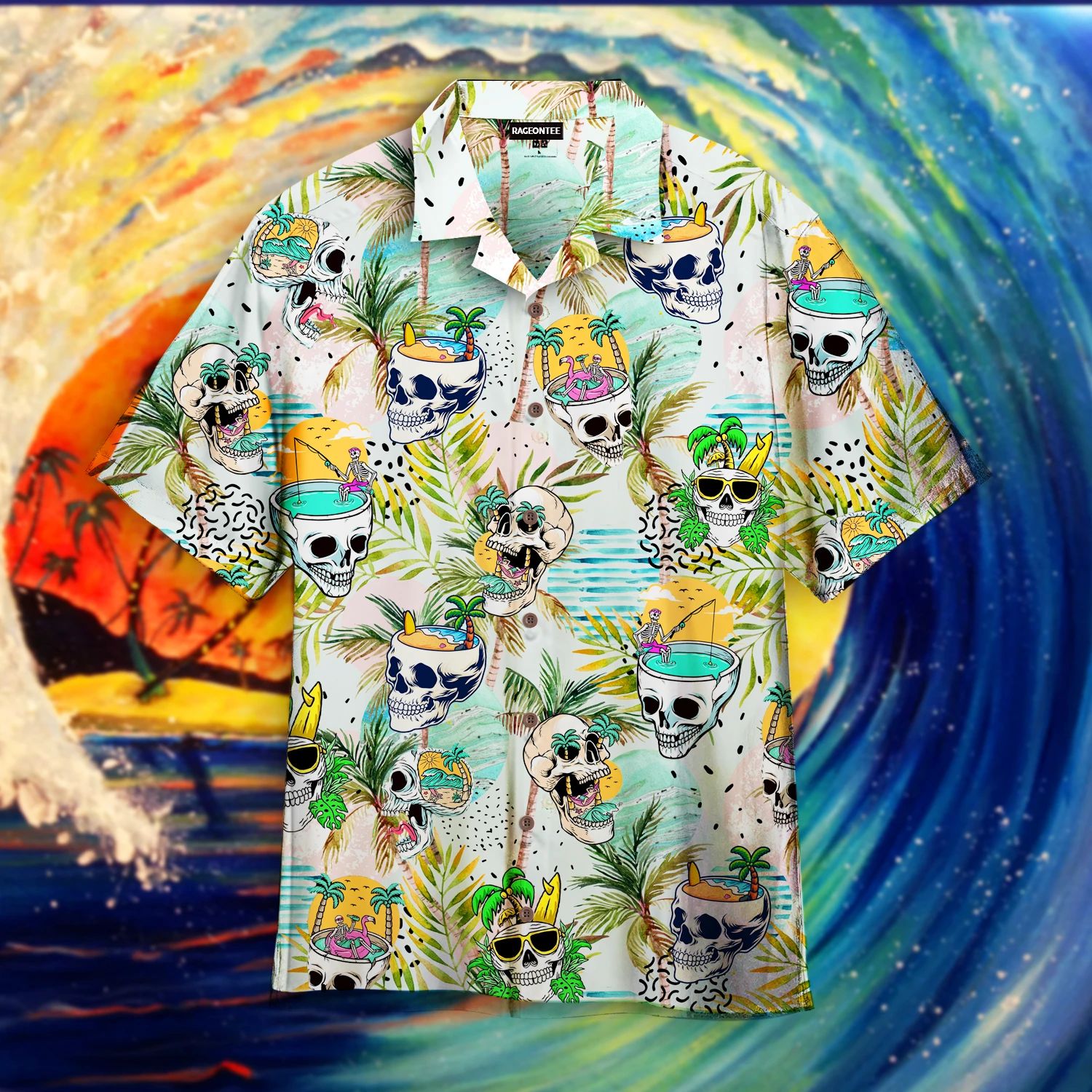 Funny Skull Head In The Summer Hawaii Shirt Unisex Adult Ha1997