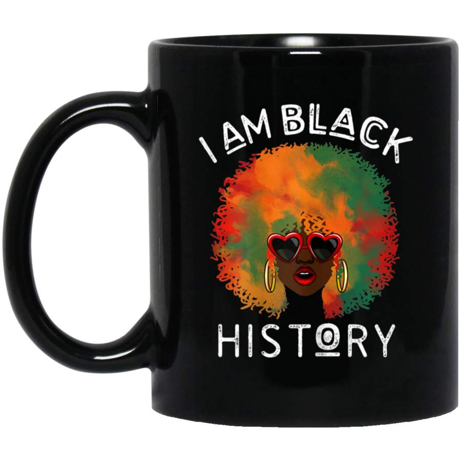 Womens I Am Black History African-American Melanin Queen Pride Gift Black Mugs