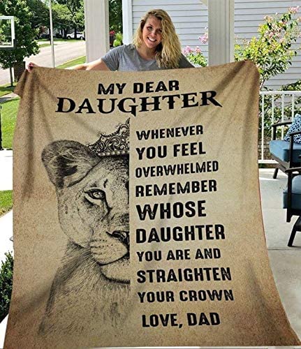 Skitongifts Blanket For Sofa, Bed Throws On Birthday Lion Dad To My Daughter Remember Whose Daughter You Are