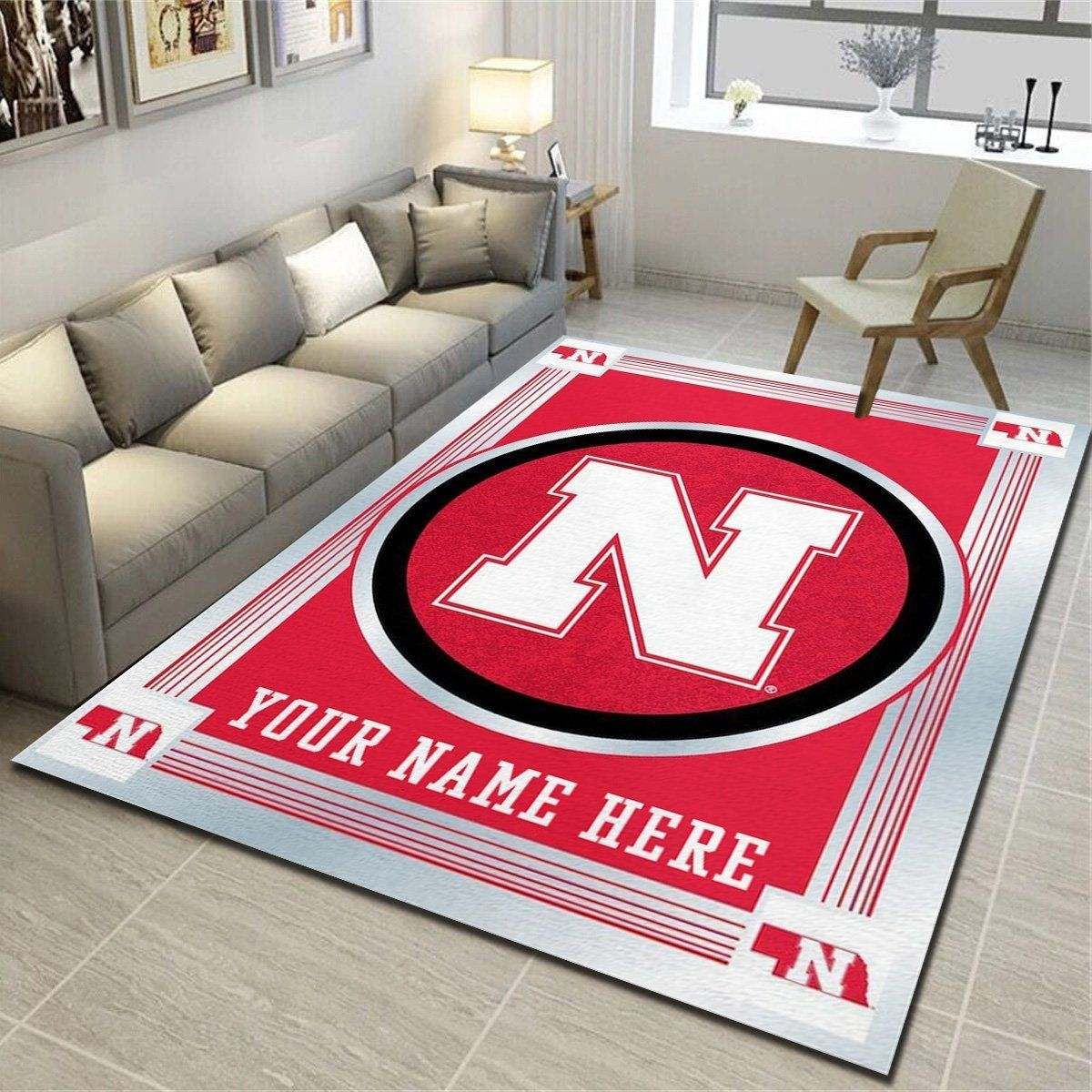 Nebraska Huskers Personalized Rug, Living Room Bedroom Carpet, Customized Floor Mat Home Decor