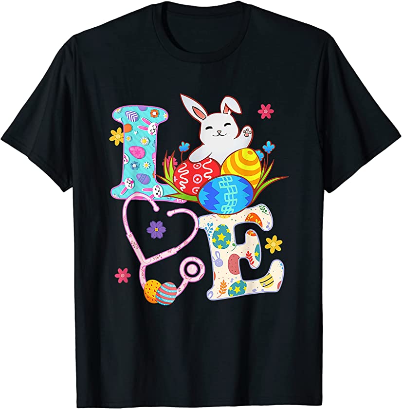 Bunny Stethoscope Scrub Nurse Life Easter Day Outfits T-Shirt