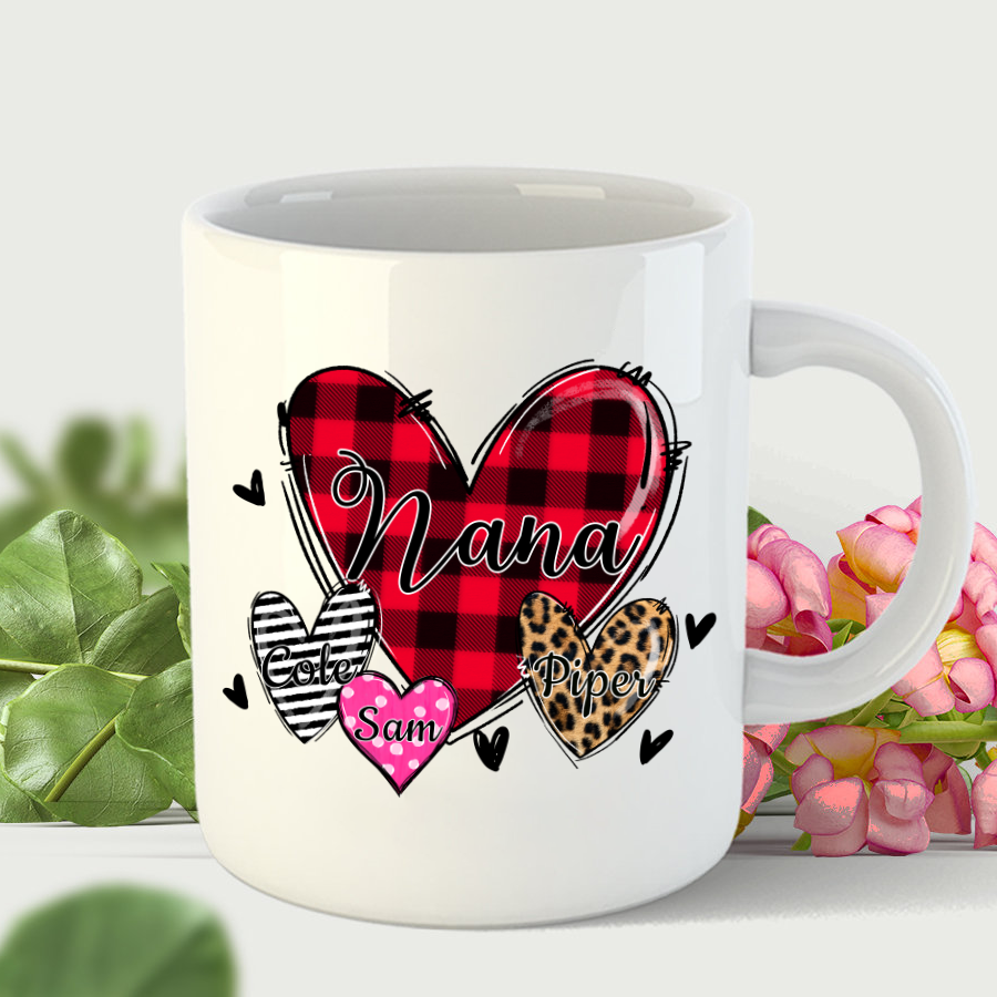 Nana Hearts With Grandkids Leopard Mug