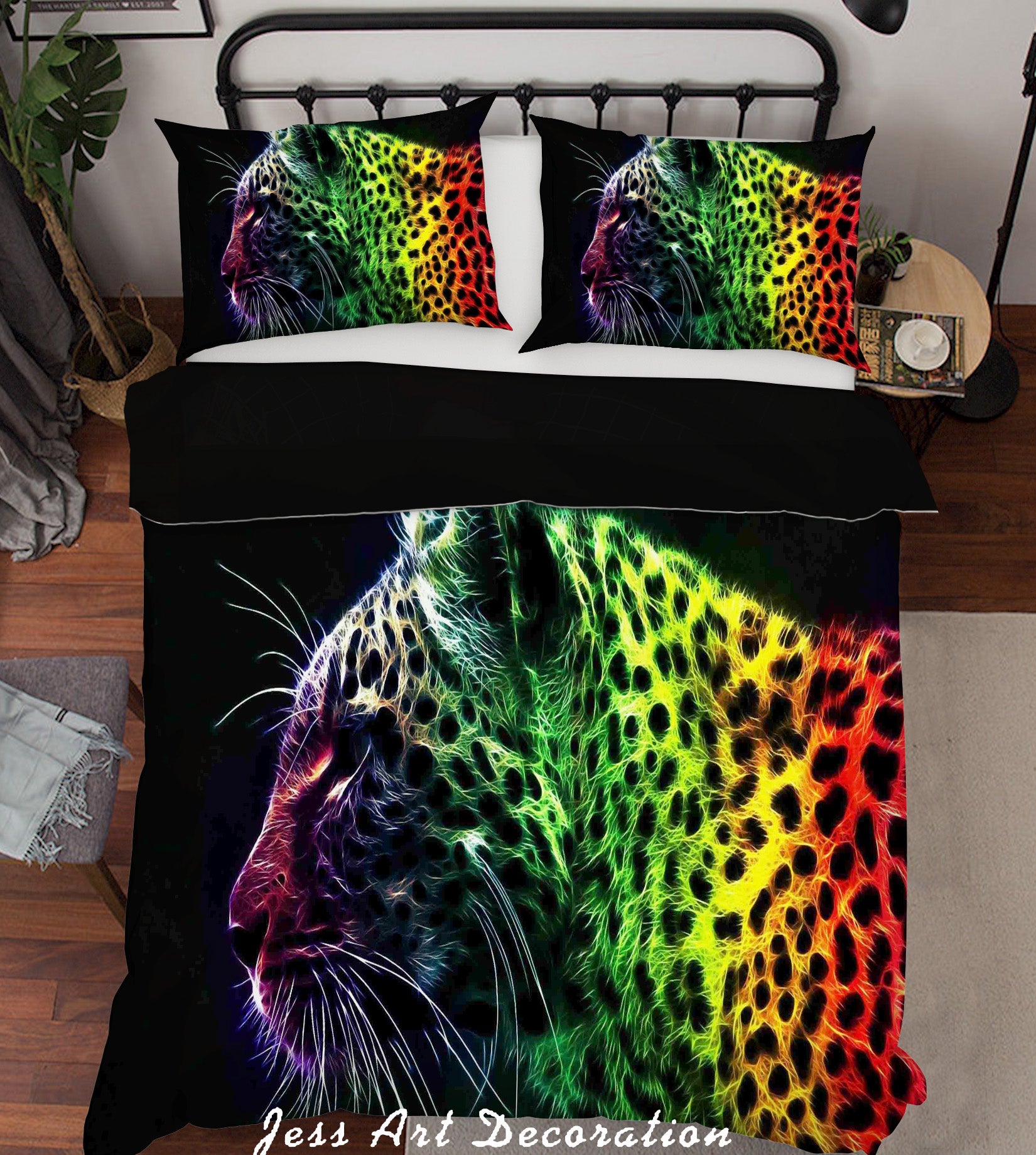 3D Black Leopard Quilt Cover Set Bedding Set Pillowcases 41