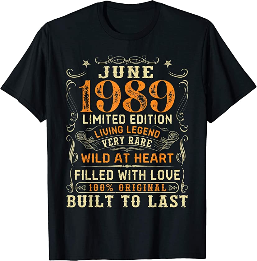 Vintage June 1989 Awesome 32 Yrs Old 32th Birthday Gift T-Shirt