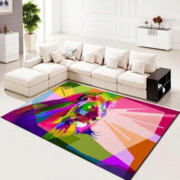 Animal Colorful Decoration Lion Anti-Skid Plush Velour Area Rug | Ar1855