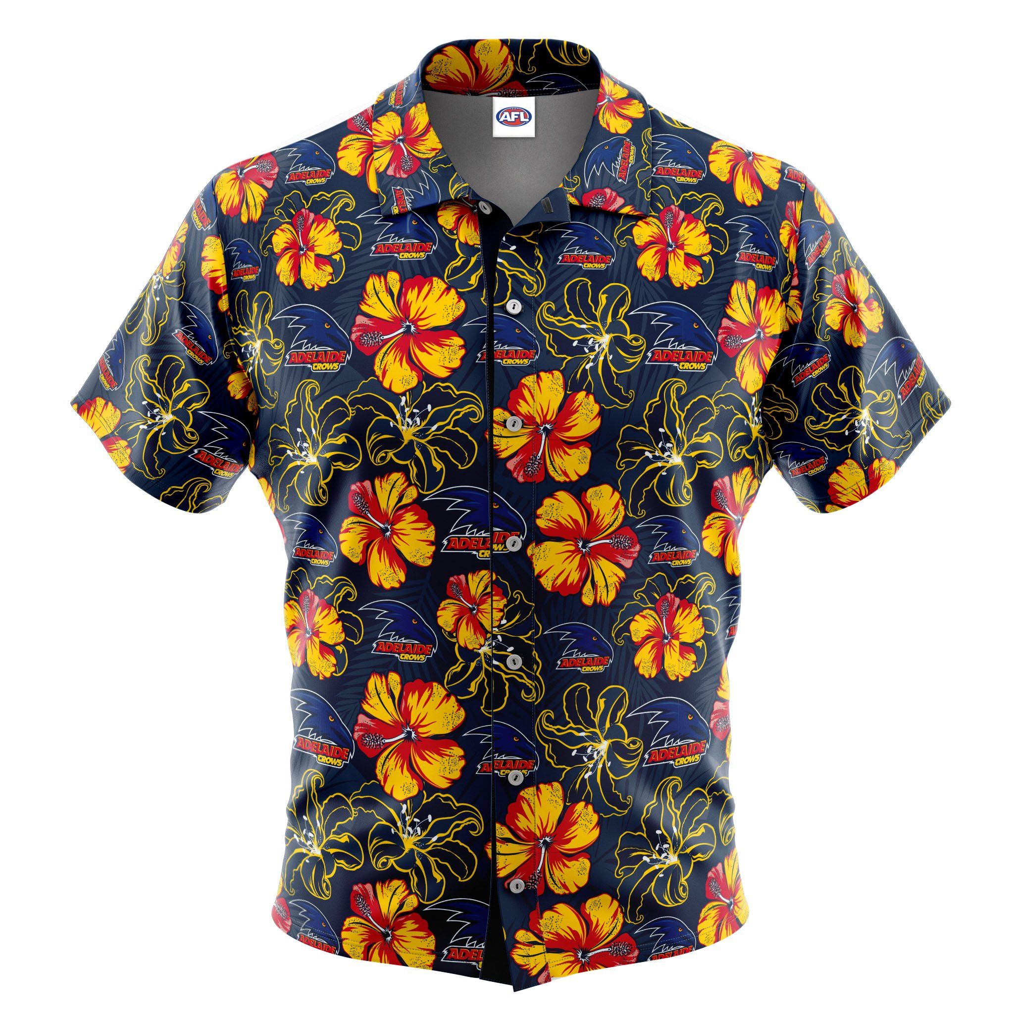 Afl Adelaide Crows ‘floral’ Hawaiian Shirt - Pinotee Store