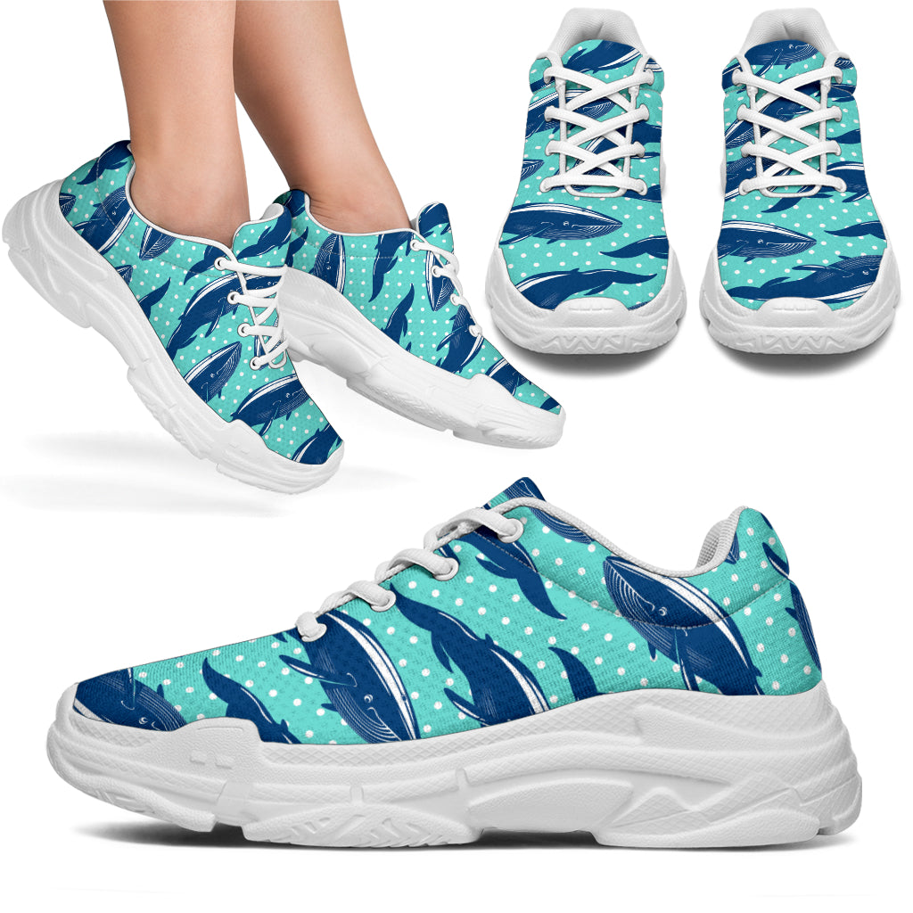 Whale Polka Dot Design Themed Print Chunky Sneakers