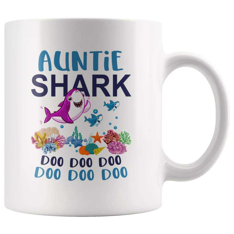 Auntie shark doo doo doo aunt gift white coffee mug