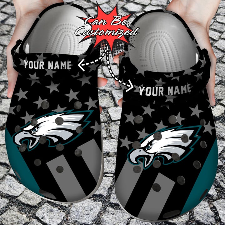 Football Crocss – Personalized Philadelphia Eagles Star Flag Clog Shoes1