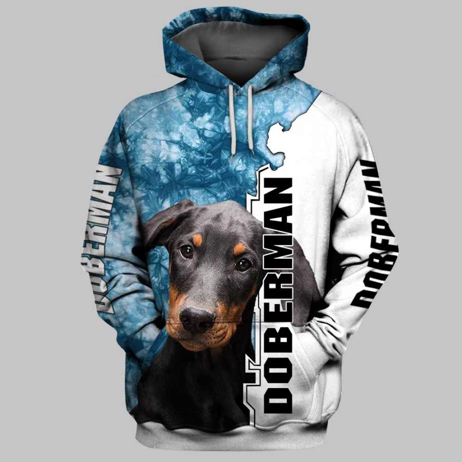 Doberman Dog 3D Full Printing Hoodie and Unisex Tee