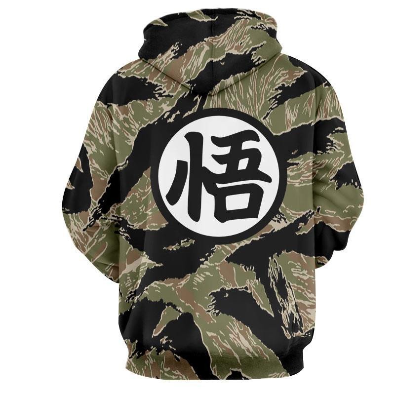 Dragon Ball Goku Kanji Tiger Stripe Camo Hoodie Sh3619