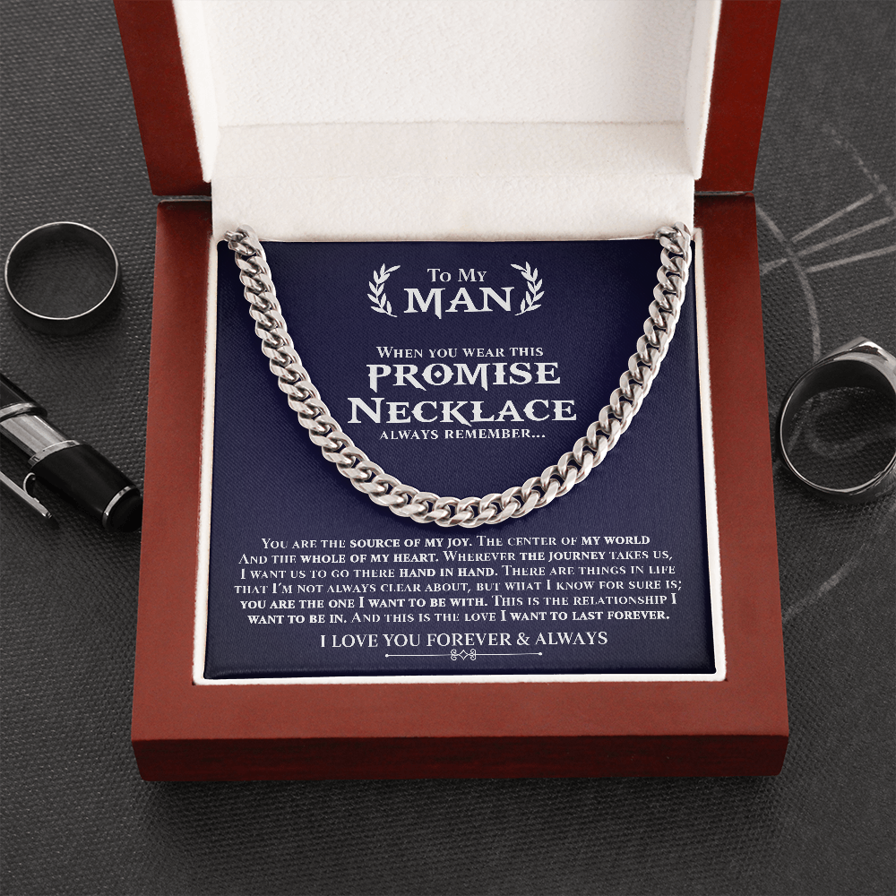 To My Man Cuban Chain Necklace For Him, Romantic Gift For Boyfriend, Unique Anniversary Gift For Boyfriend, Boyfriend Birthday, Valentine’S Day