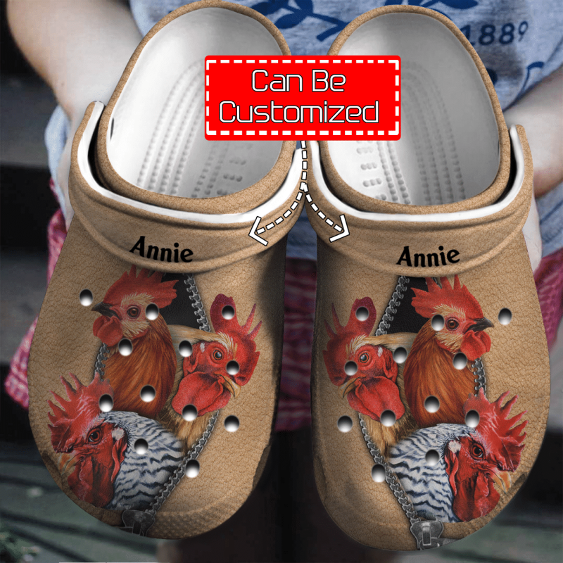 Chicken On Zipper Personalized Clogs Shoes Animal