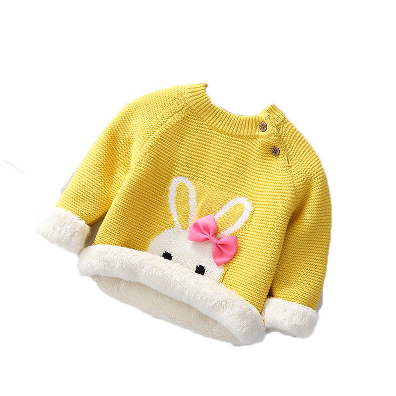 Winter Warm Kids Clothing Toddler Infant Sweater For Babe Girls Boys Cartoon Rabbit Plush Pullovers Children’s Solid Sweaters alx