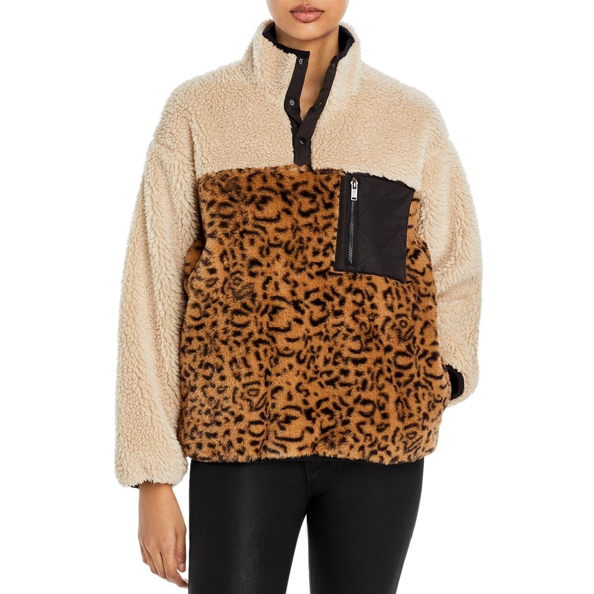 Womens Snap Clousure Animal Print Sweatshirt