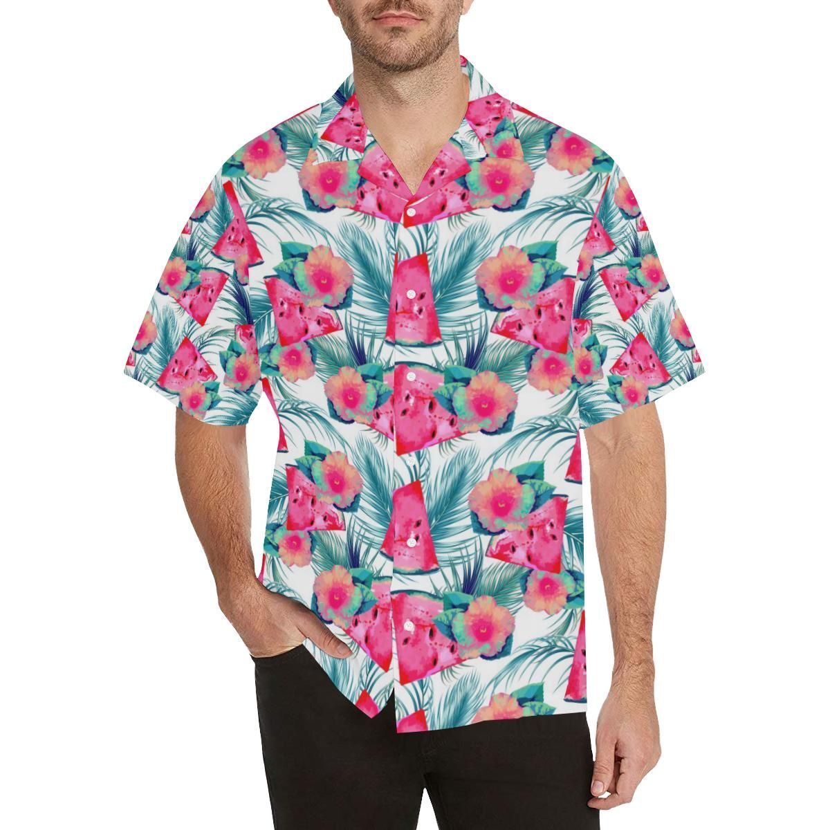 Watermelon Flower Pattern Men’S All Over Print Hawaiian Shirt