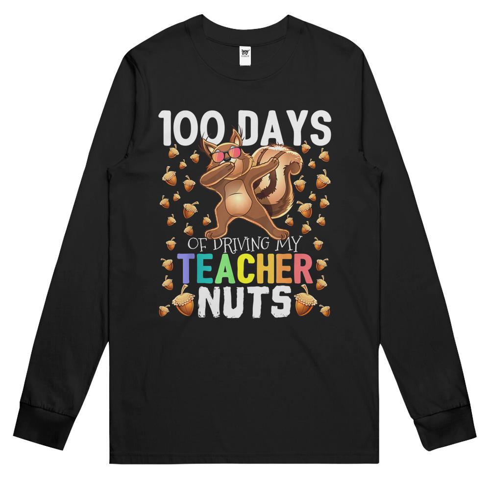 100 Days Of Driving My Teacher Nuts Dabbing Squirrel School Long Sleeve T Shirts