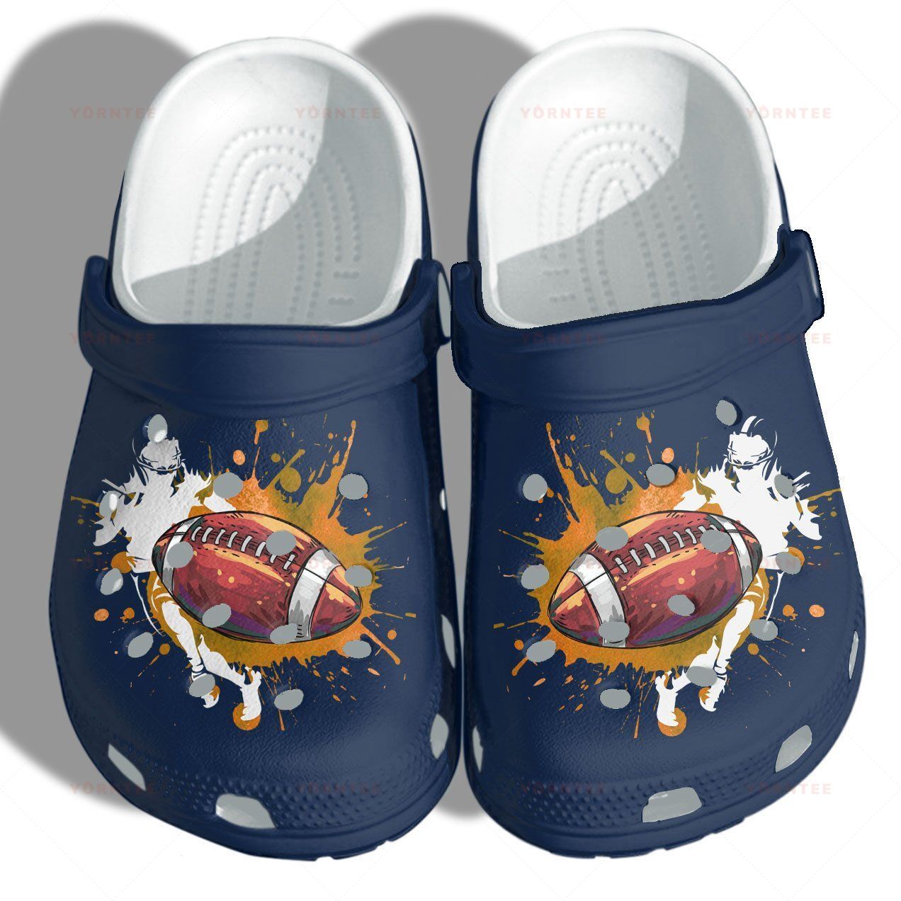 Personalized Football Men Women Rugby Blue Crocsy Shoes For Mens And Womens