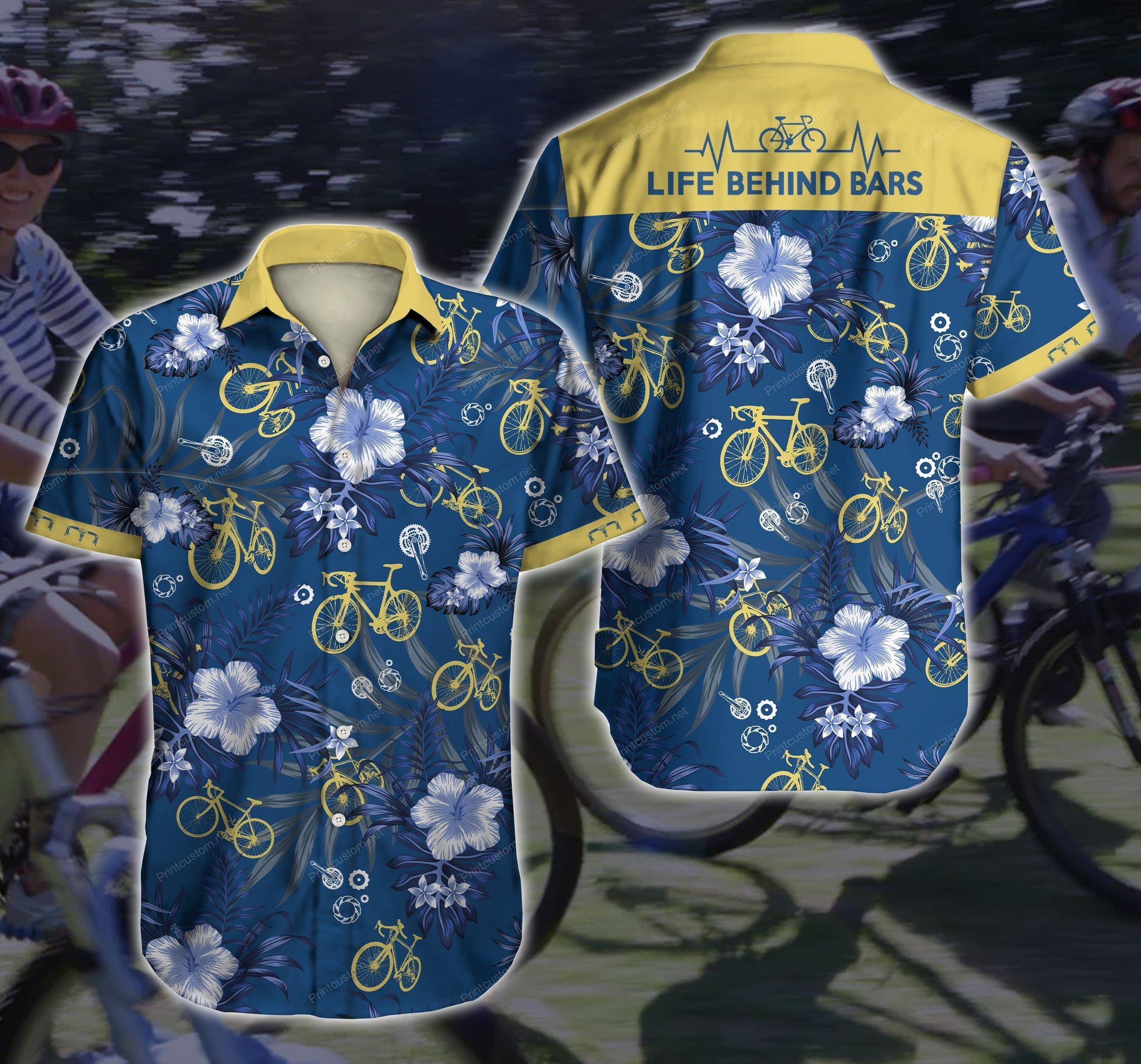 Cycling Hawaiian Shirt Summer Button Up For Men Beach Wear Short Sleeve Hawaiian Ha55700