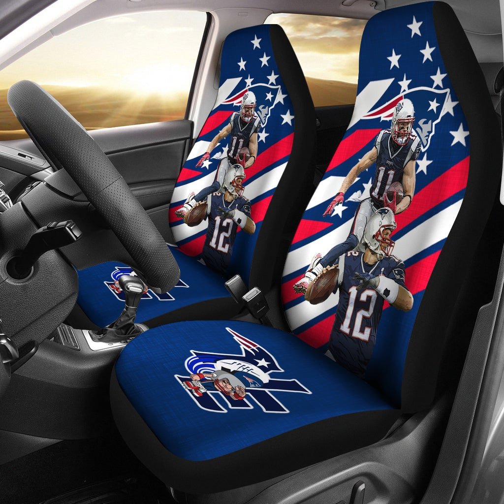 New England Patriots American Football Team  Rusher Say Hi Real Player Blue Car Seat Covers