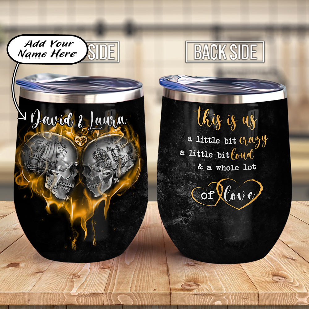 Personalized Married Skull Couple Acaa0507004Z Wine Tumbler
