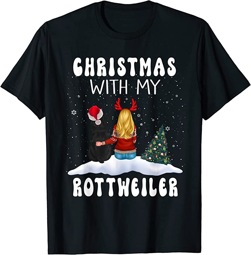 Christmas With My Rottweiler Dog Puppy Funny Xmas T-Shirt