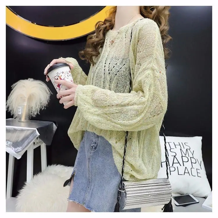 2022 New Hollow Out Casual Basic Autumn Sweater Women Long Sleeve O-neck Soft Knit Sweaters Pullovers Female Jumper Top C94 alx