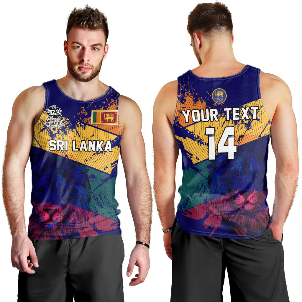 (Custom Text And Number) Sri Lanka Cricket Men Tank Top The Lions Mens T20 World Cup Lt14