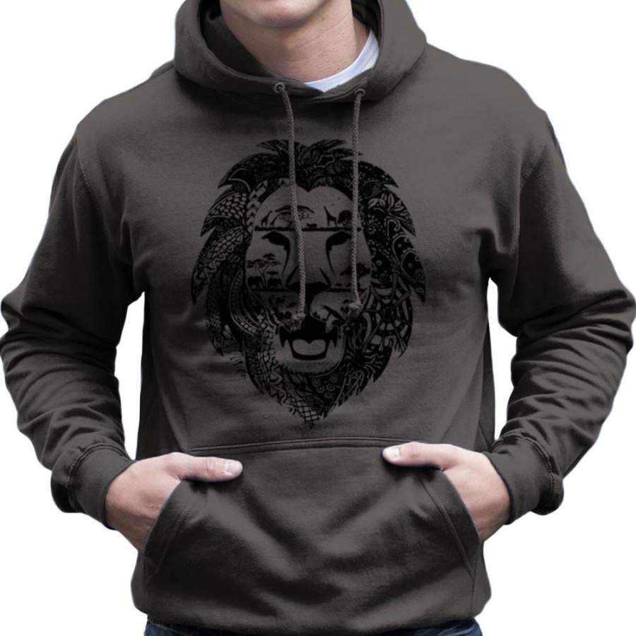 Zentangle Lion Men’s Hooded Sweatshirt