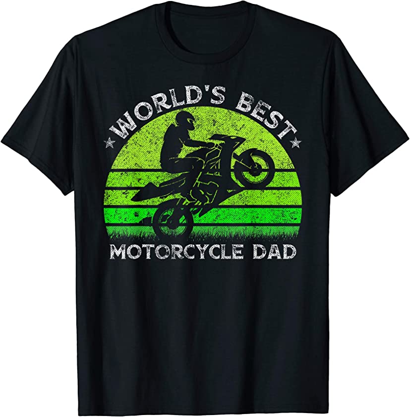 Vintage Retro World’s Best Motorcycle Dad Silhouette Sunset T-Shirt