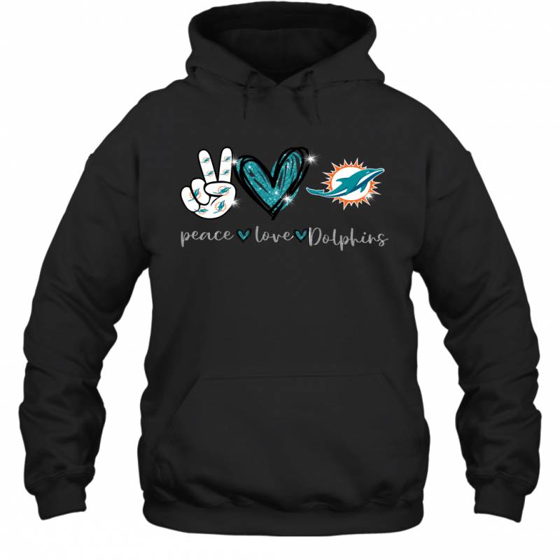 Peace Love Dolphins gift for Miami Dolphins Fans Hoodie