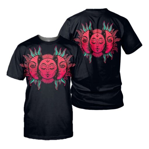 Hippie Style Sun And Moon 3D All Over Printed Shirts For Men And Women, Gift For Hippie Lover, Hippie Soul