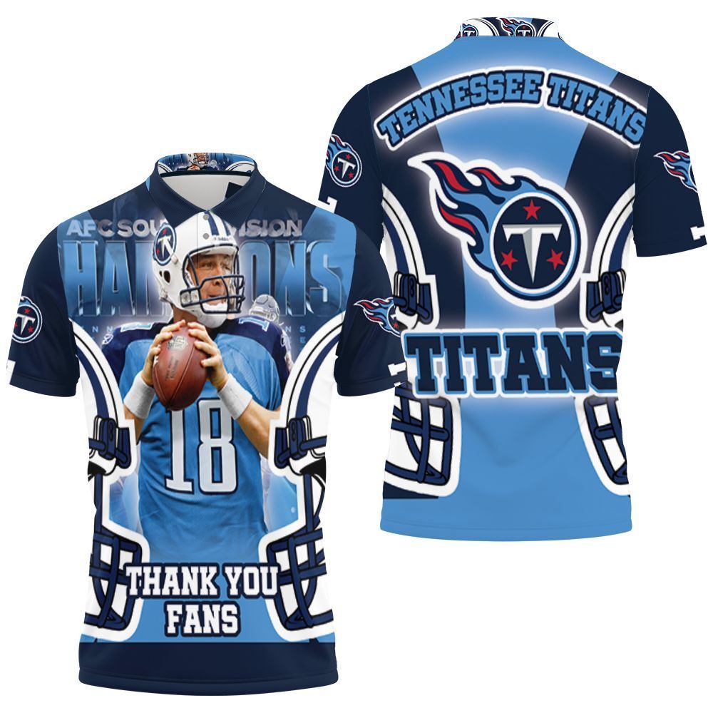 18 Josh Stewart Tennessee Titans South Division 2021 3D Polo Shirt All Over Print Jersey