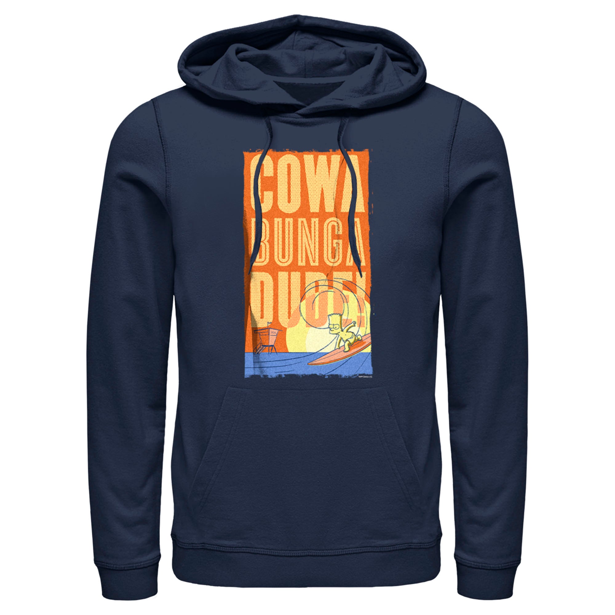 Men’S The Simpsons Cowa Bunga Dude! Surfing Bart Pull Over Hoodie