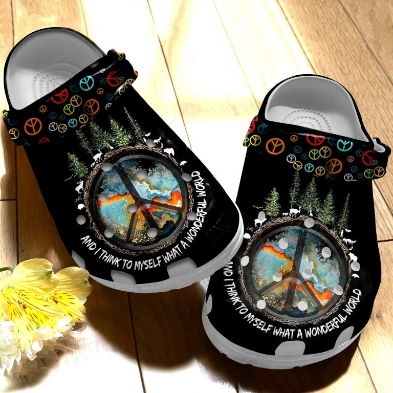 What A Wonderful World Hippie Clogs Crocs Shoes Gift For Men Women – Wrd-Hippie279