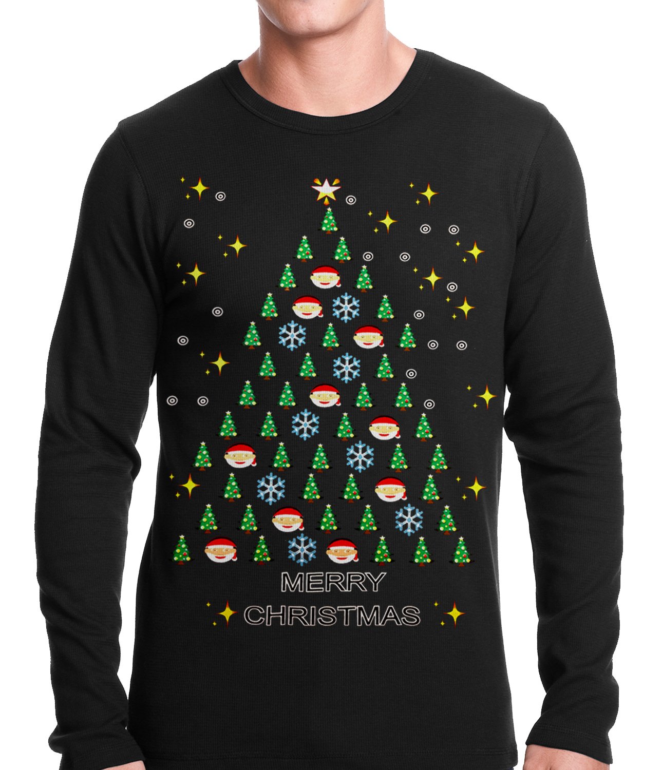 Ugly Christmas Thermal – Emoji Christmas Tree Ugly Christmas Thermal Shirt