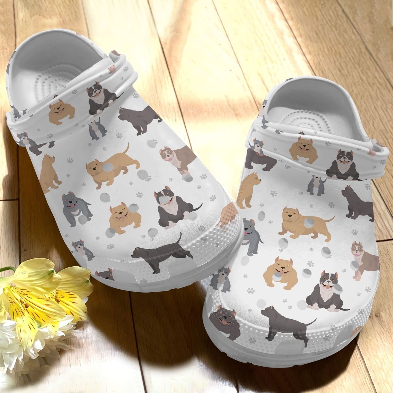 Pitbull Personalize Clog, Custom Name, Text, Fashion Style For Women, Men, Kid, Print 3D Whitesole Pattern