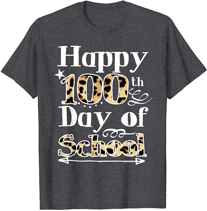 100th Day of School Leopard Scribbles 100 Days Teacher T-Shirt