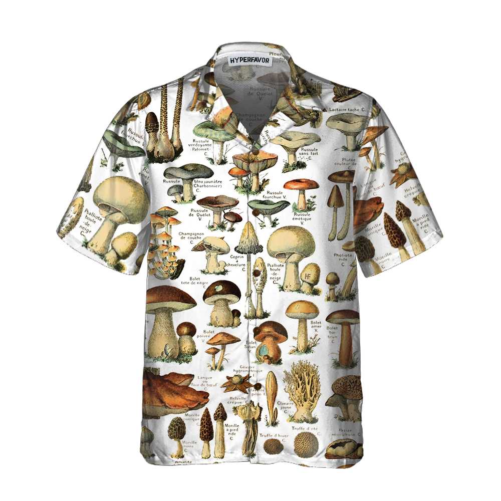 Vintage Fungi Hawaii Types Of Mushroom Shirt For Men Gift Lovers Ha94668