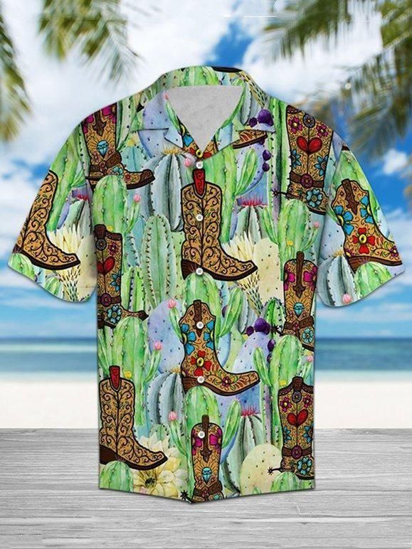 Cactus Boots Aloha Hawaii Shirt Colorful Short Sleeve Summer Beach Casual For Men And Women Ha54438