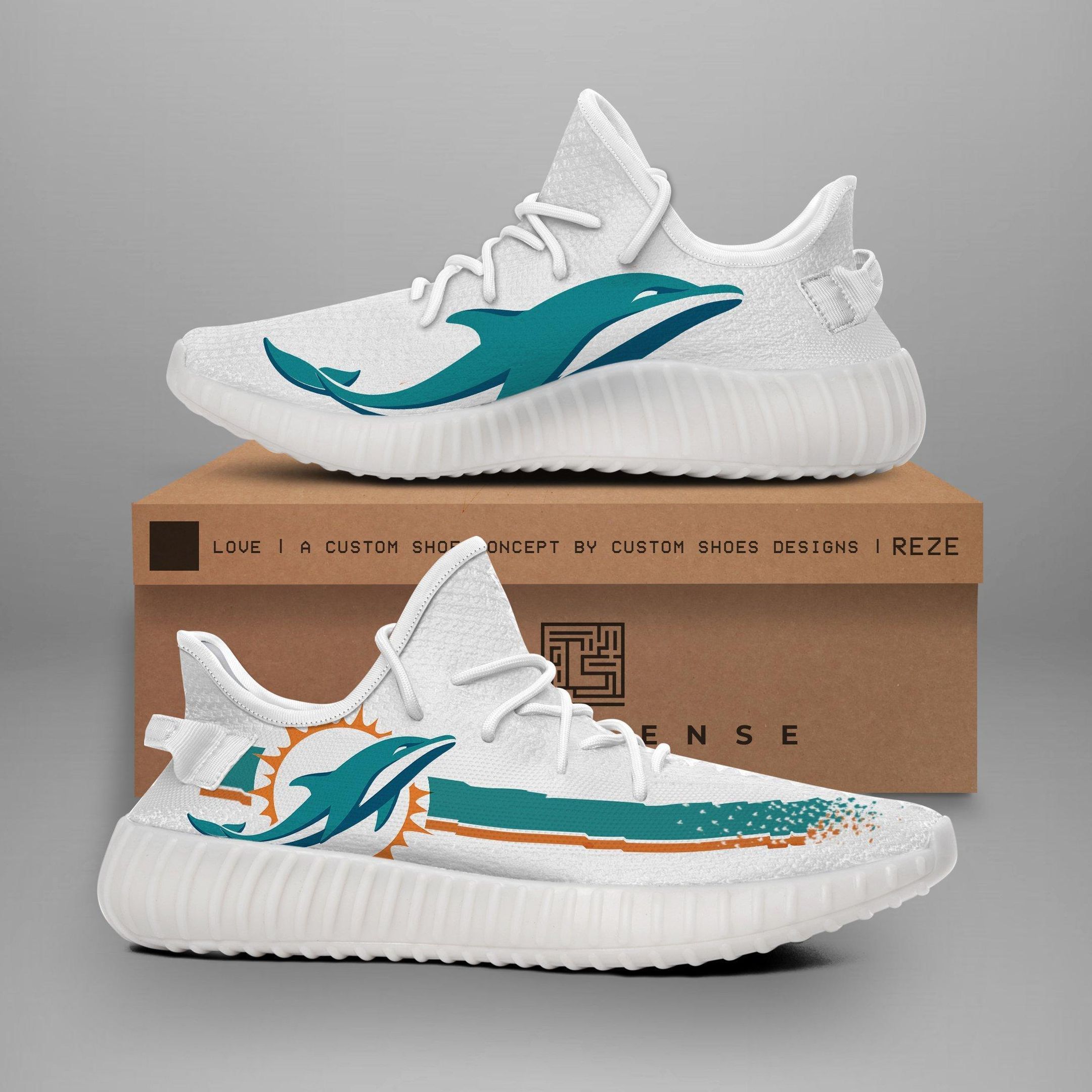 Miami Dolphins Custom Yeezy Teams Yeezy Boost 350 V2 Top Trending Custom Shoes Gift 3