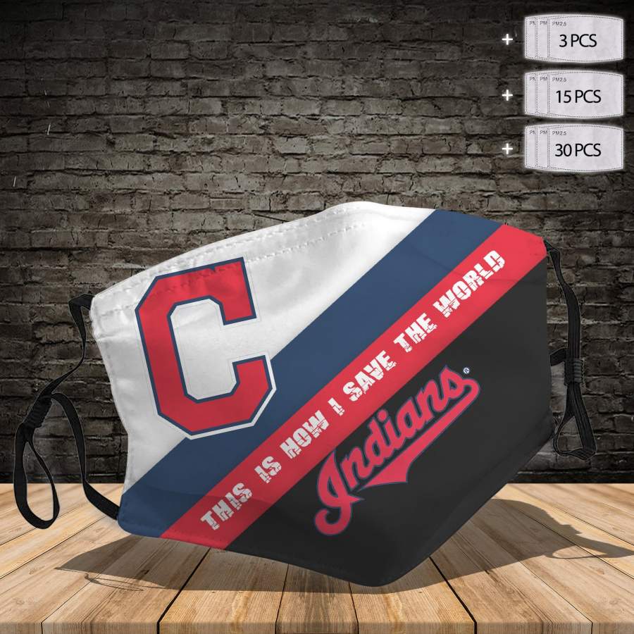 Cleveland Indians Art   with Filters Face Shield Cover