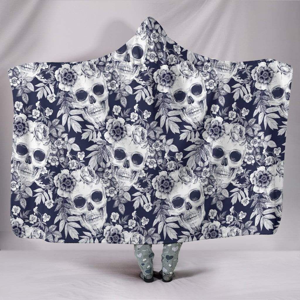 High Quality Floral Skull Aloha Hawaii Hooded Blanket Ha15858