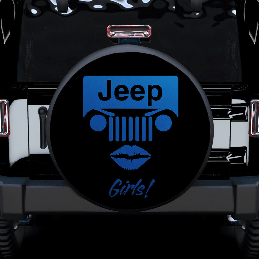 Blue Jeep Girl Car Spare Tire Covers Gift For Campers