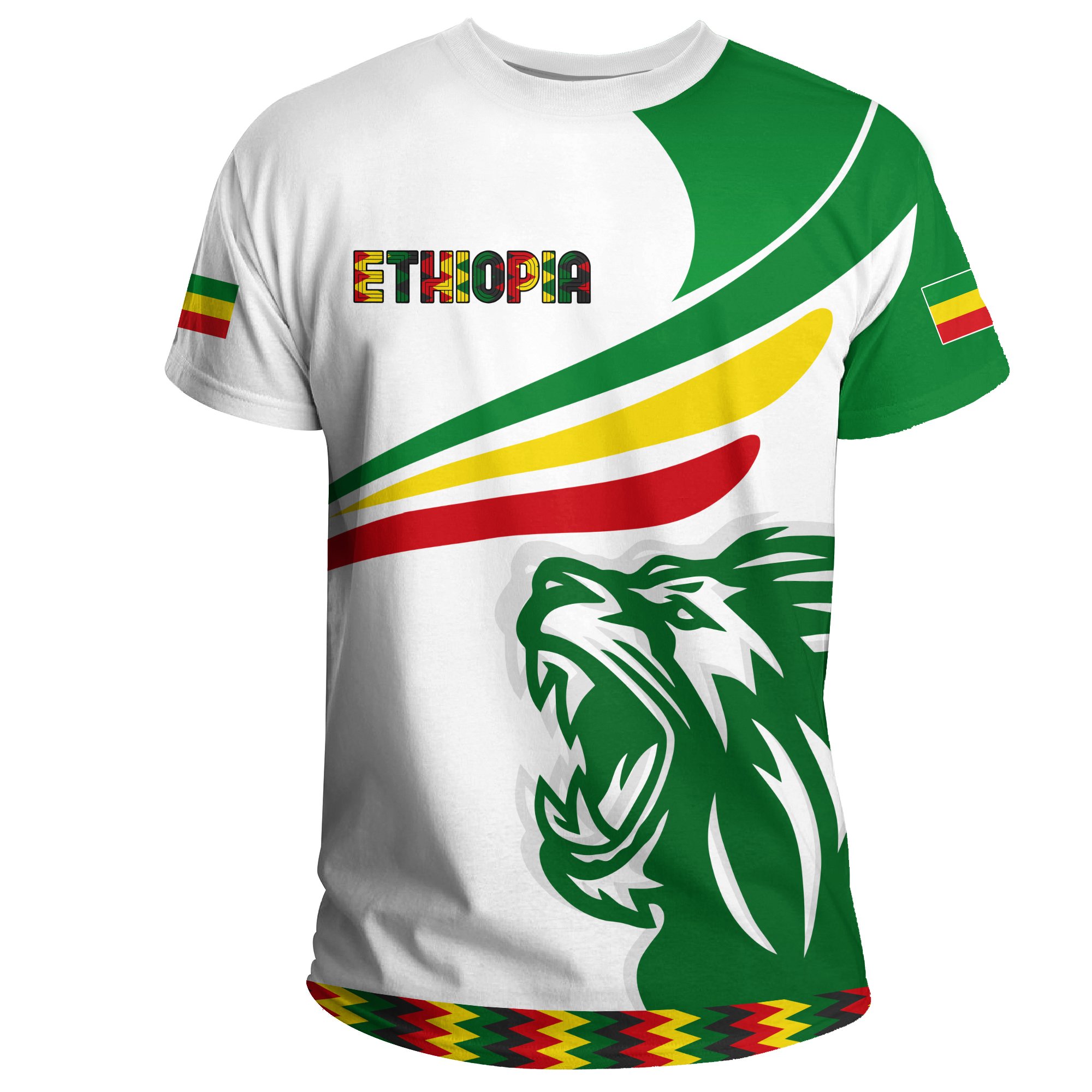 1stTheWorld Ethiopia T-shirt, Ethiopia Flag Lion Fly A10