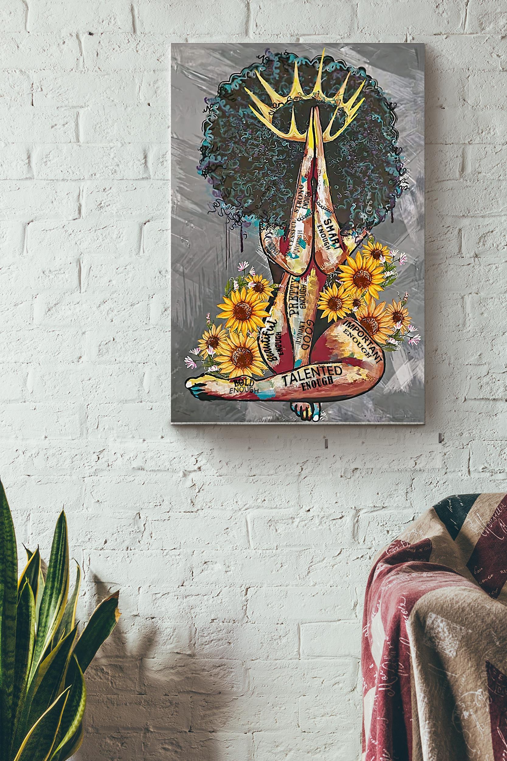 Black Girl Queen Beautiful Poster – Decor Wall Art – Gift For Black Girl Black Women Womens Day Black People Wrapped Canvas