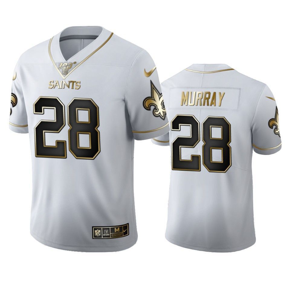 New Orleans Saints Latavius Murray White 100Th Season Golden Edition Mens Jersey