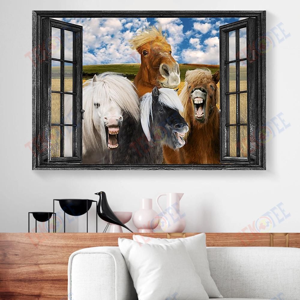 Best Canvas Prints Shetland Pony Window View Horizontal Canvas Wall Art Artistic Canvas Home Decoration