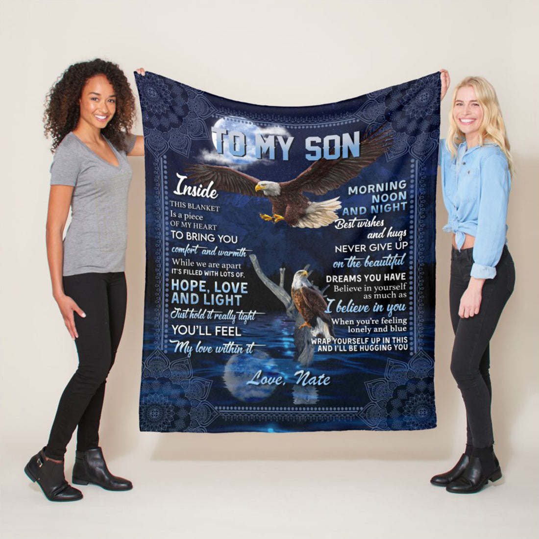 Personalized Name Blanket – To My Son Eagle Throw Best Gift From Dad And Mom Blanket